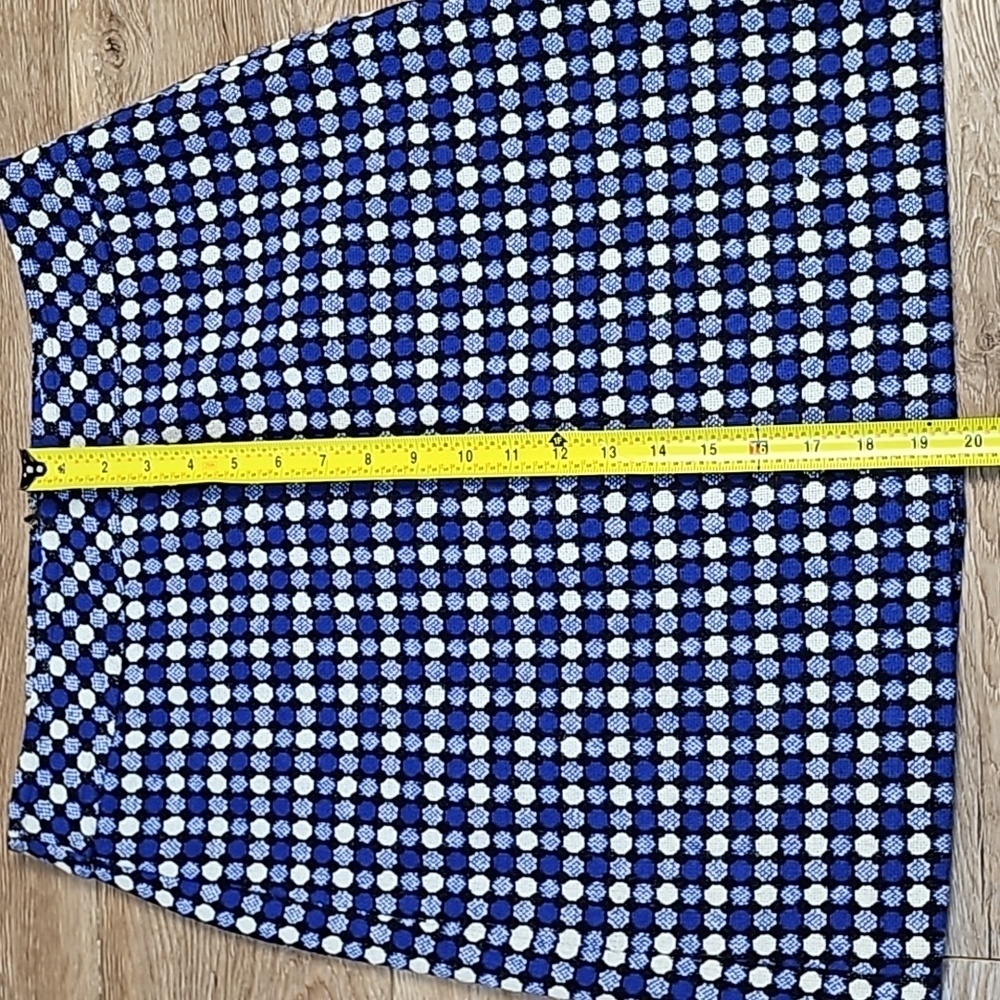 Talbots Wool Blend Tweed Royal Blue Black & White Mod Polka Dot Pattern Skirt - Picture 11 of 13